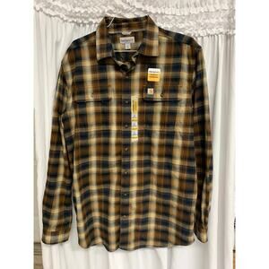 Carhartt Men’s Original Fit Plaid Flannel Shirt Brown & Yellow – Size L Tall NWT